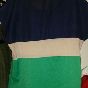 Green,blue ,tan Color blocking shirt